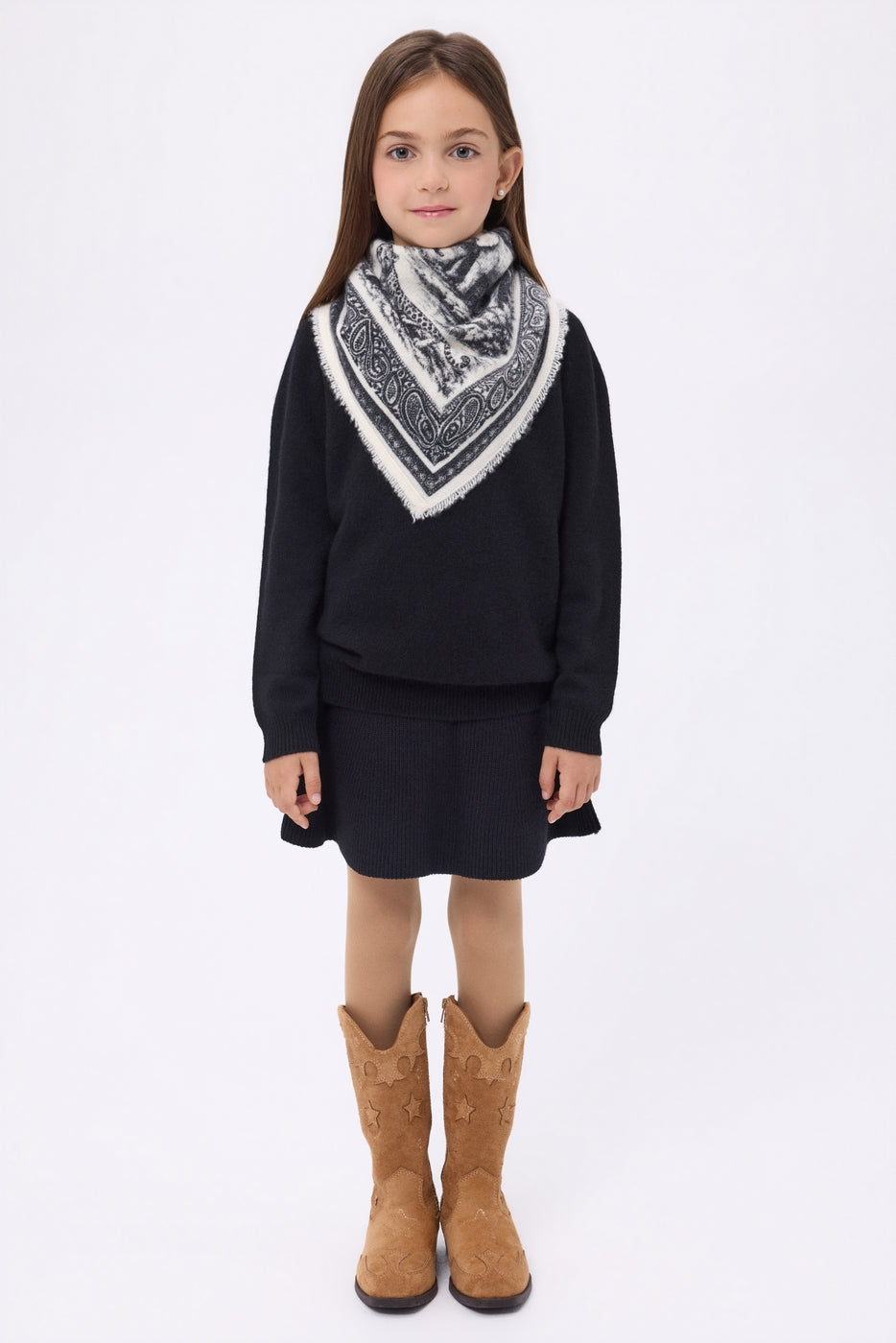 Small Toile De Jouy Bandana - Black - Kids