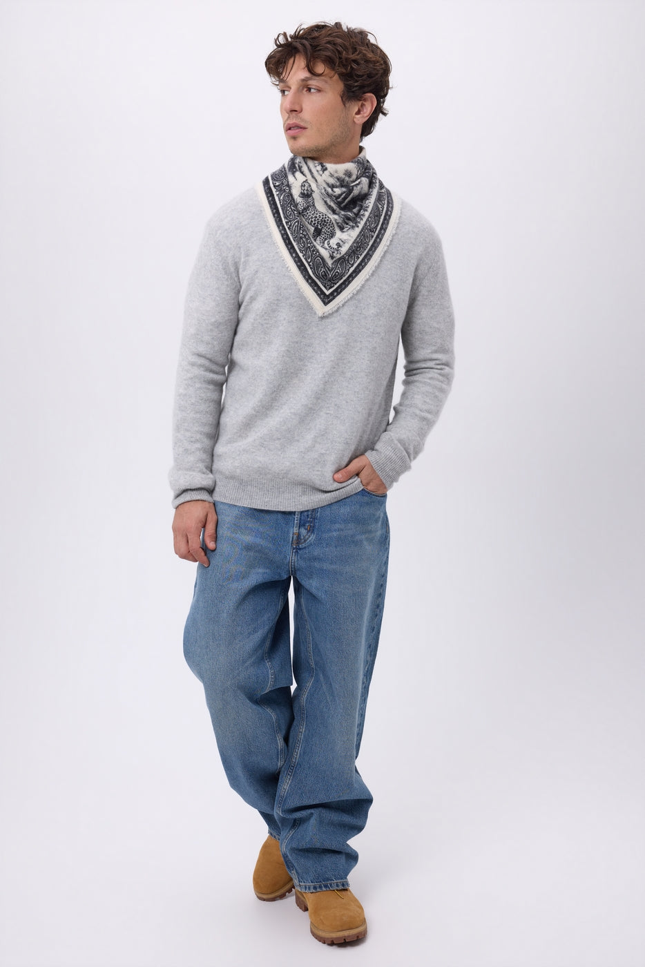 Small Toile De Jouy Bandana - Black - Men