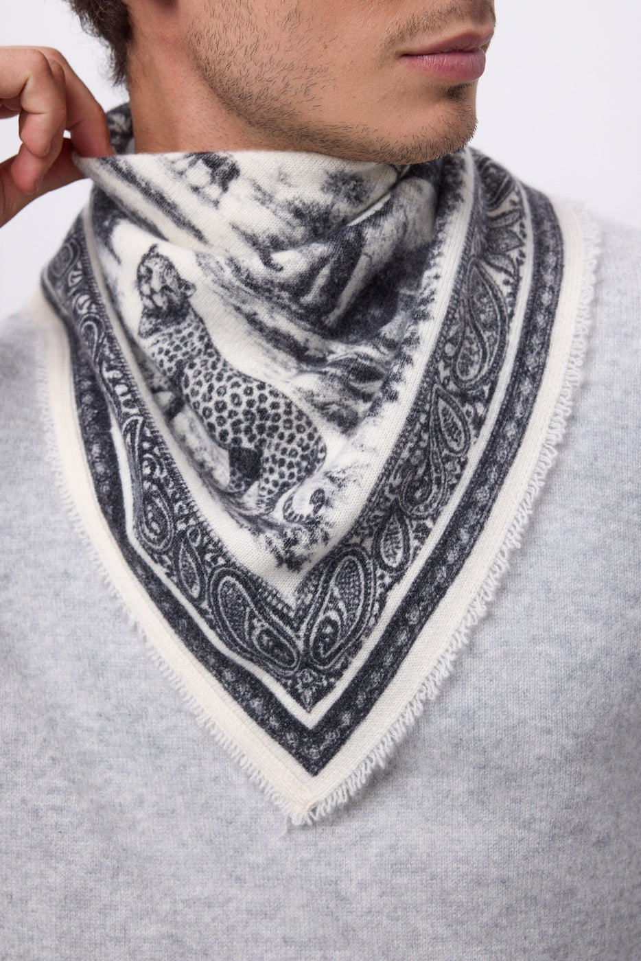 Small Toile De Jouy Bandana - Black - Men