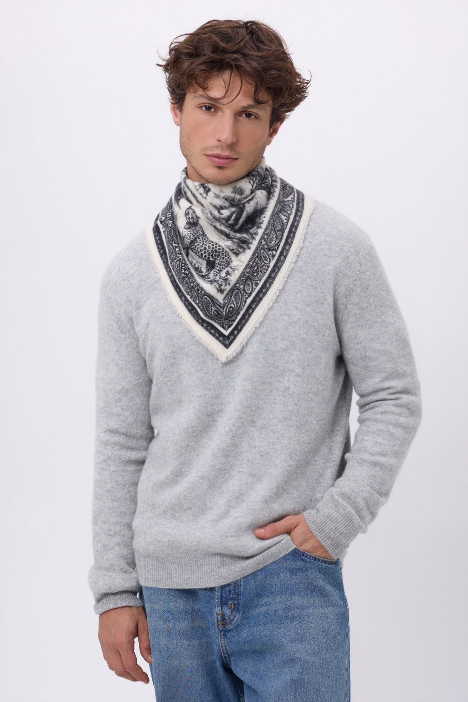 Small Toile De Jouy Bandana - Black - Men