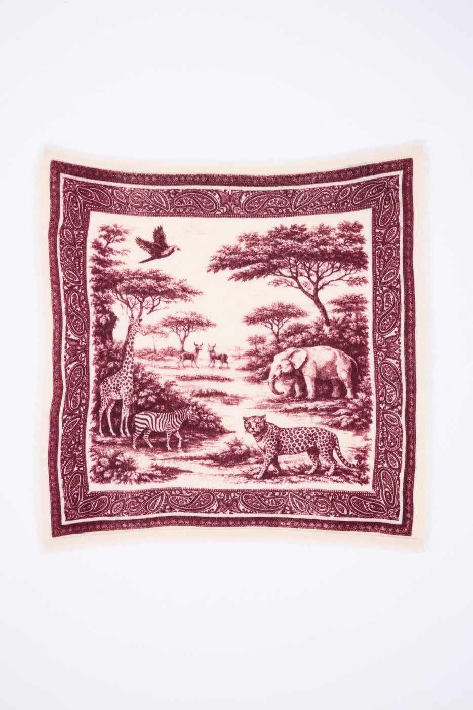 Small Toile De Jouy Bandana - Burgundy - Children