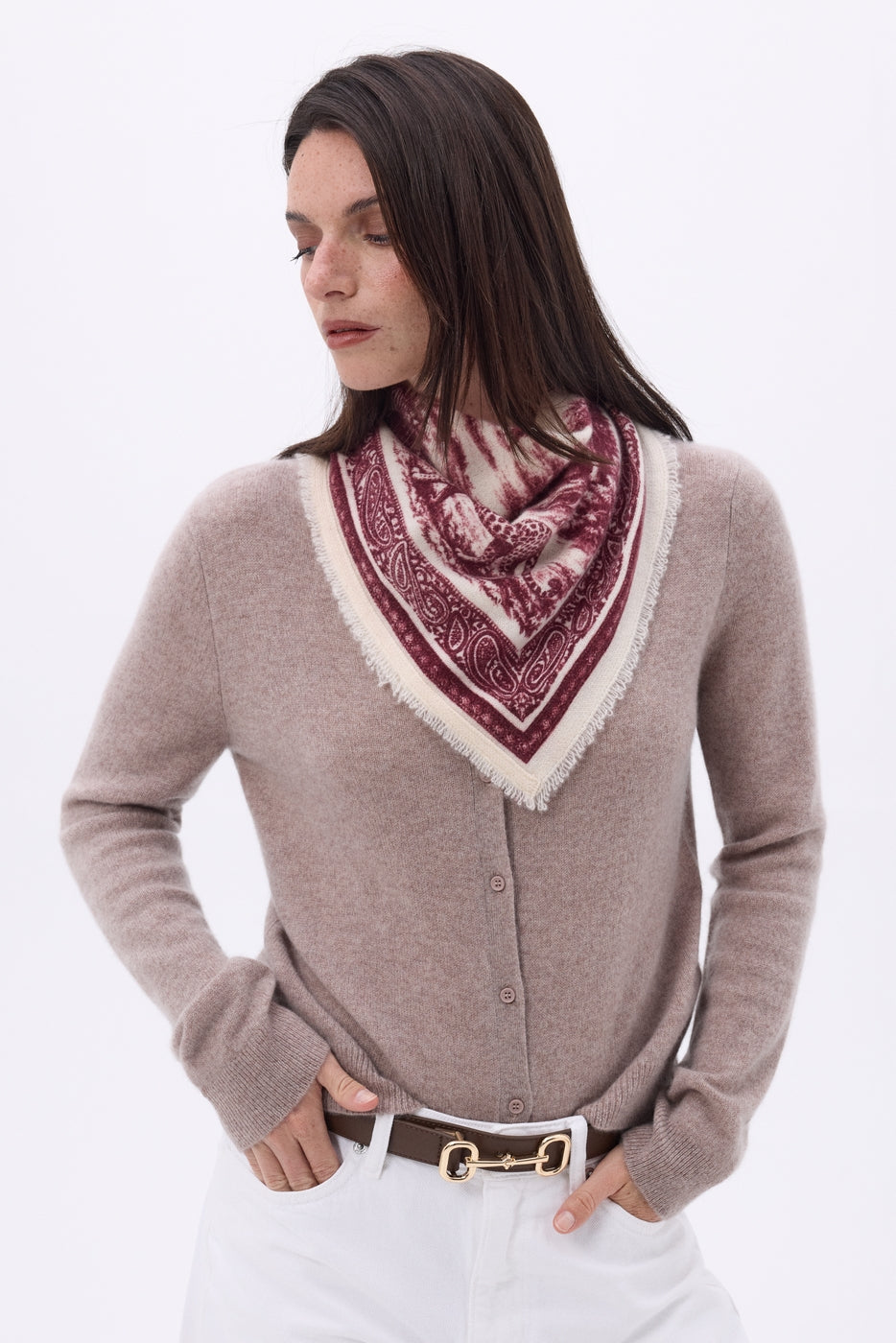 Bandana pequeño Toile de Jouy - Burdeos - Mujer