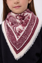 Small Toile De Jouy Bandana - Burgundy - Children