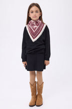 Small Toile De Jouy Bandana - Burgundy - Children