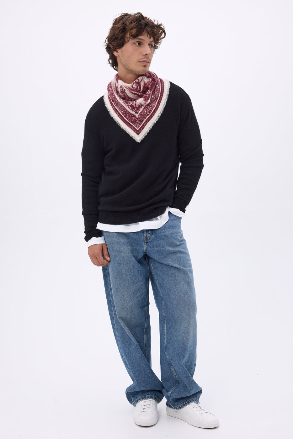 Small Toile De Jouy Bandana - Burgundy - Men