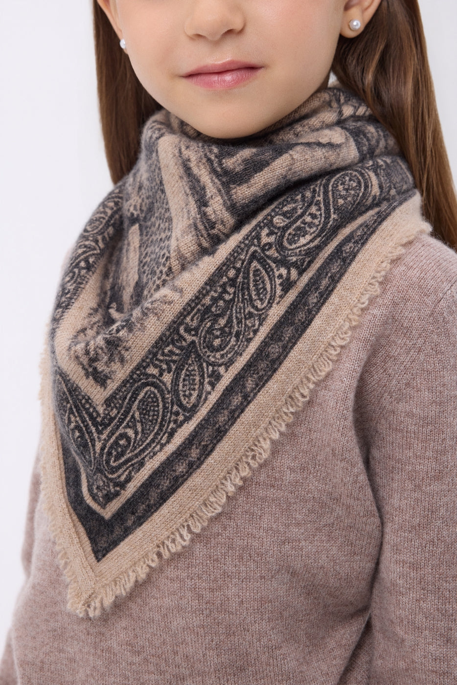 Petit Bandana Toile De Jouy - Beige Creme - Enfant