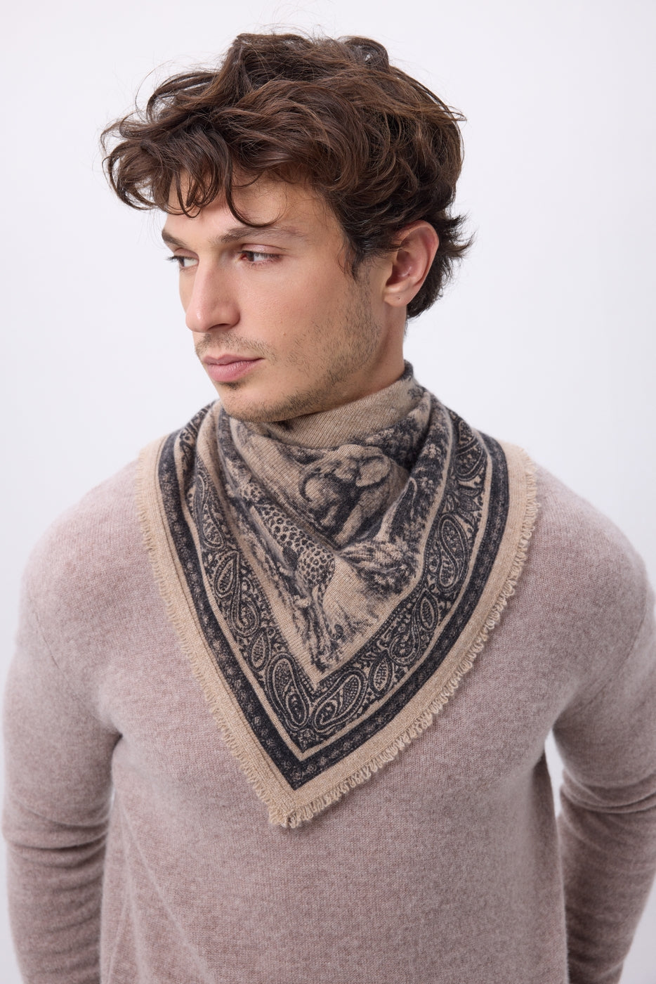 Bandana pequeño Toile de Jouy - Beige crema - Hombre