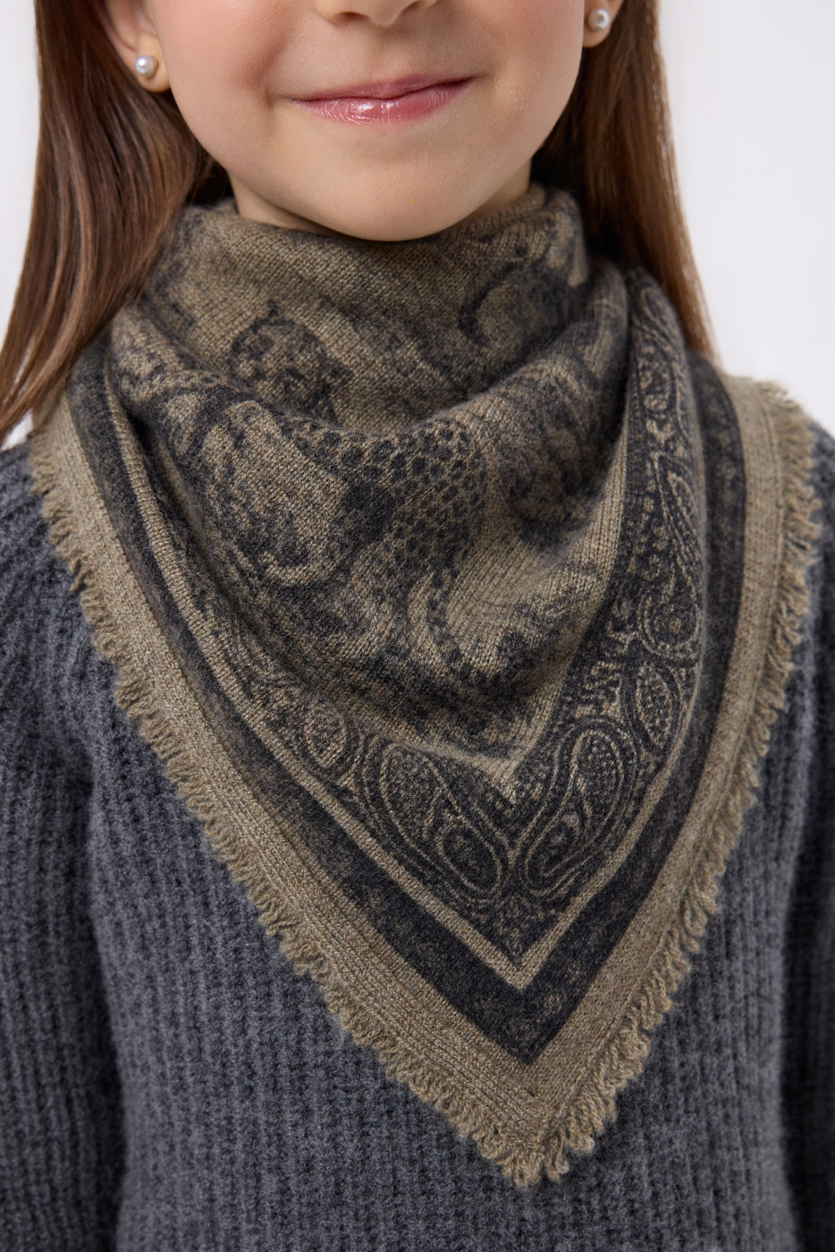 Petit Bandana Toile De Jouy - Khaki Chine - Enfant