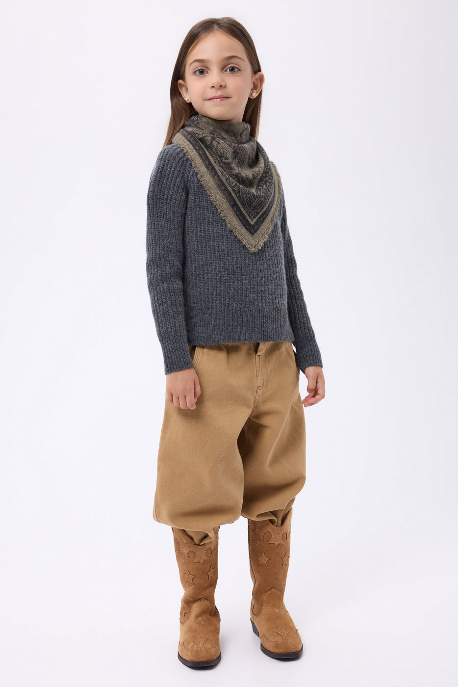 Petit Bandana Toile De Jouy - Khaki Chine - Enfant