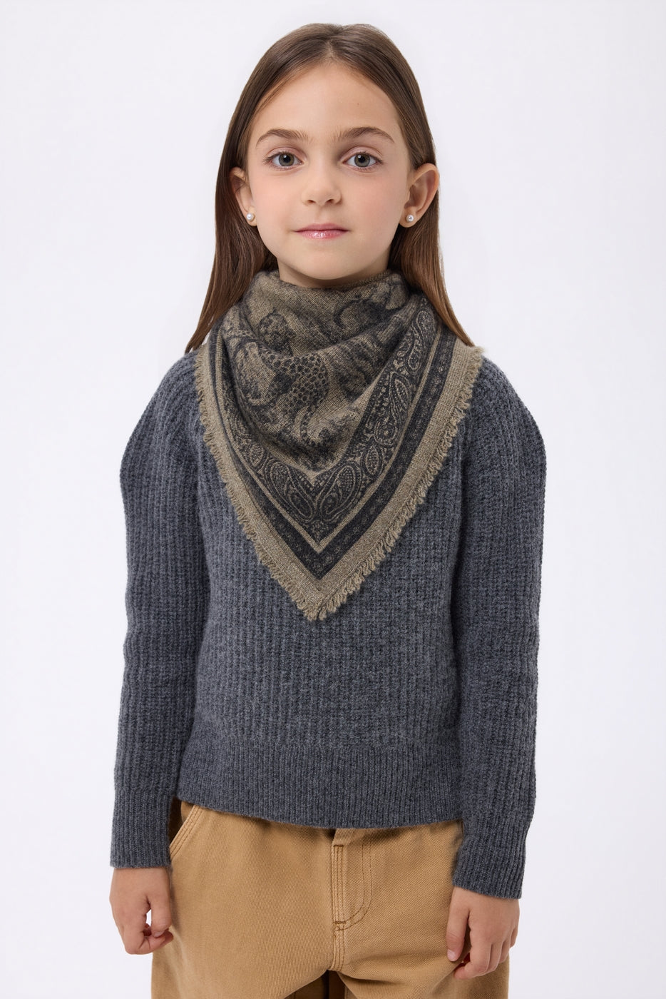 Petit Bandana Toile De Jouy - Khaki Chine - Enfant