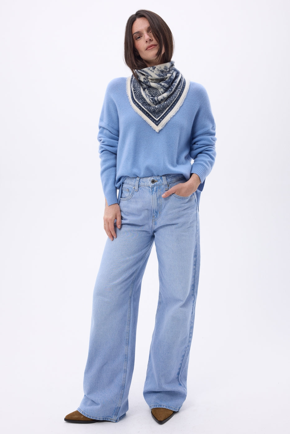Bandana pequeño Toile de Jouy - Azul marino - Mujer