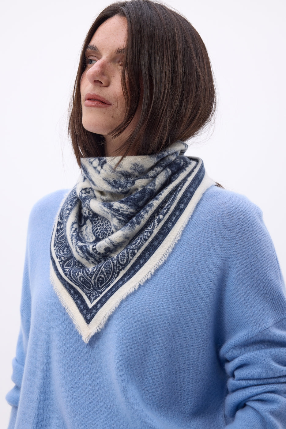 Bandana pequeño Toile de Jouy - Azul marino - Mujer