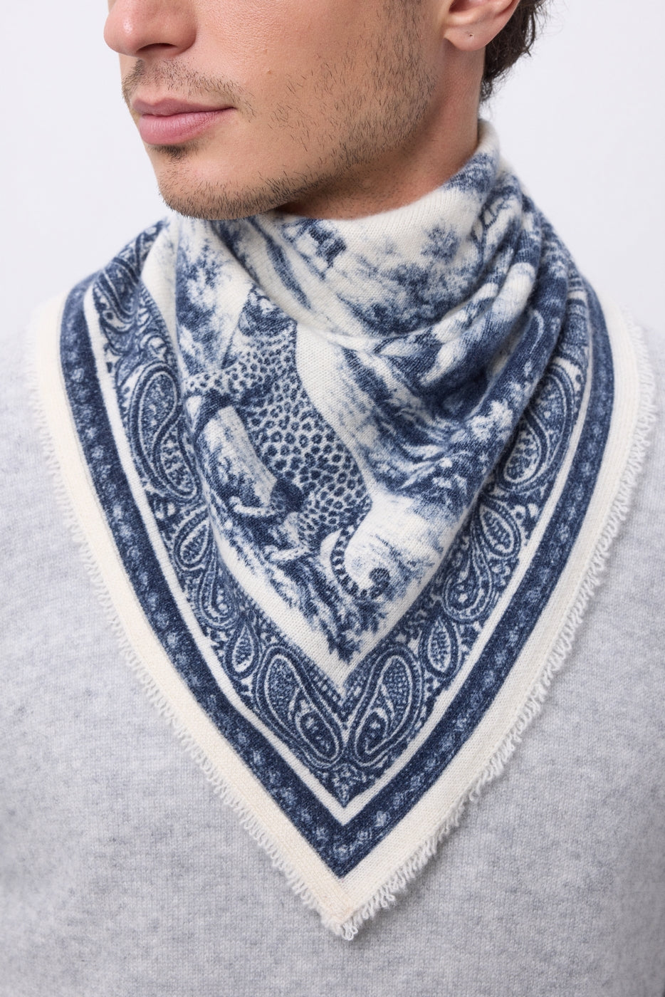 Bandana pequeño Toile De Jouy - Azul marino - Hombre