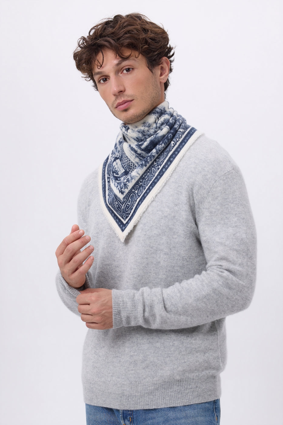 Bandana pequeño Toile De Jouy - Azul marino - Hombre