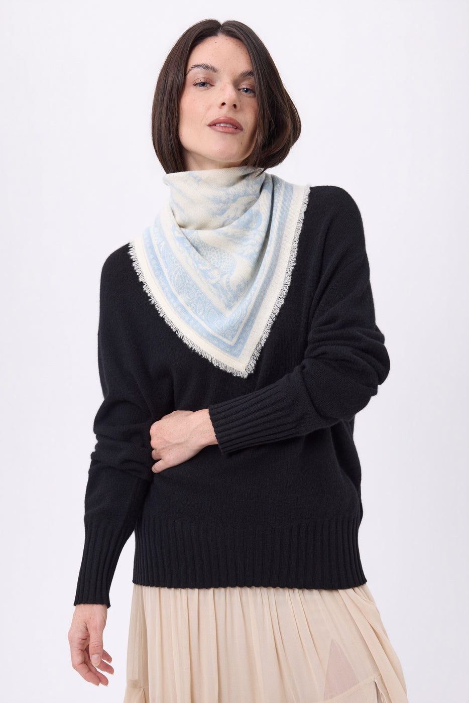 Small Toile De Jouy Bandana - Sky Blue - Women