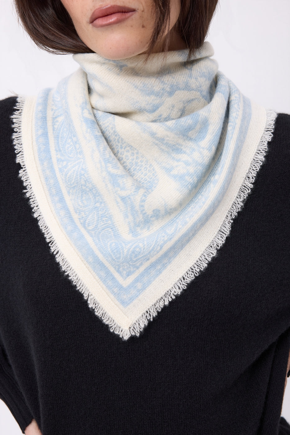 Small Toile De Jouy Bandana - Sky Blue - Women