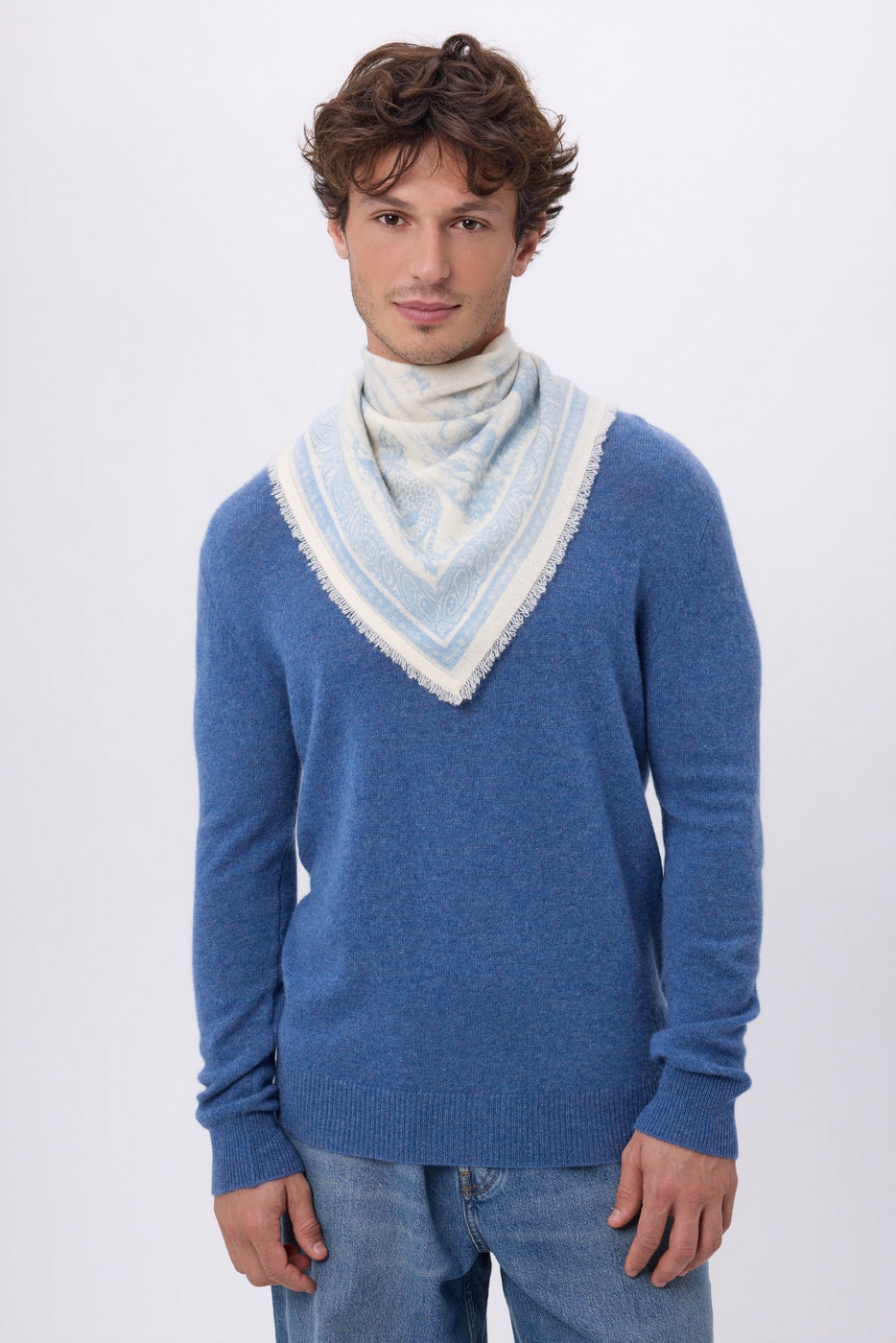 Bandana pequeño Toile de Jouy - Azul cielo - Hombre