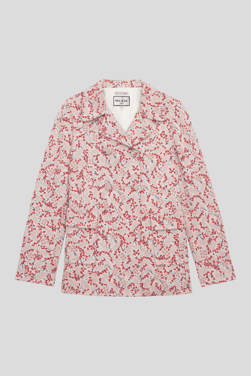 All-over packshot floral jacquard interlock jacket - Pink