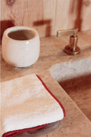 Paire De Serviettes Main - Blanc Liseré Rouge Basque