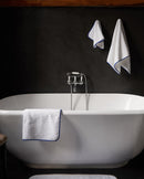 Paire De Serviettes Main - Blanc Liseré Bleu Cobalt