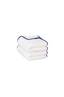 Paire De Serviettes Main - Blanc Liseré Bleu Cobalt