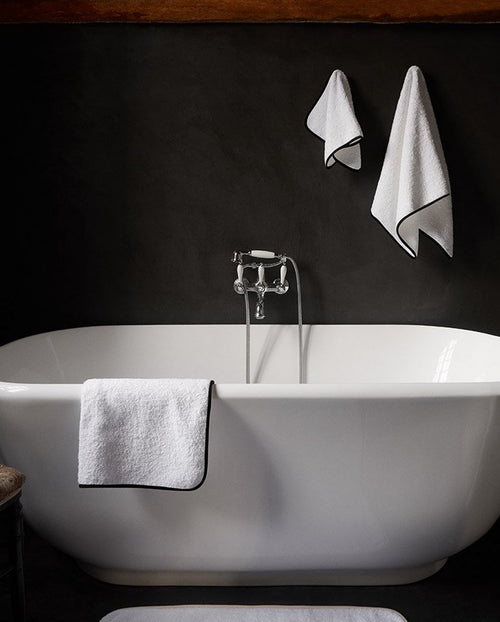 Paire De Serviettes Main - Blanc Liseré Noir