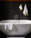 Paire De Serviettes Main - Blanc Liseré Jaune Mimosa