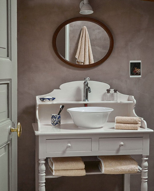 Paire De Serviettes Main - Sable Liseré Blanc