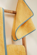 Paire De Serviettes Main - Jaune Blé Liseré Bleu Nattier