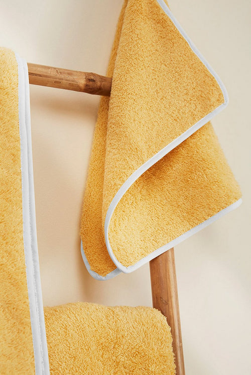 Paire De Serviettes Main - Jaune Blé Liseré Blanc