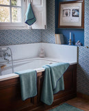 Paire De Serviettes Main - Bleu Chardin Liseré Bleu Cobalt