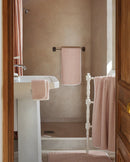 Paire De Serviettes Main - Rose Liseré Blanc