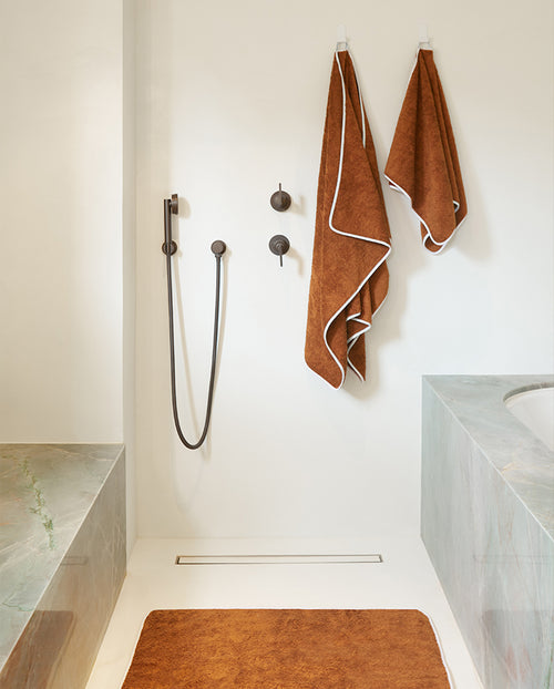 Paire De Serviettes Main - Caramel Liseré Blanc