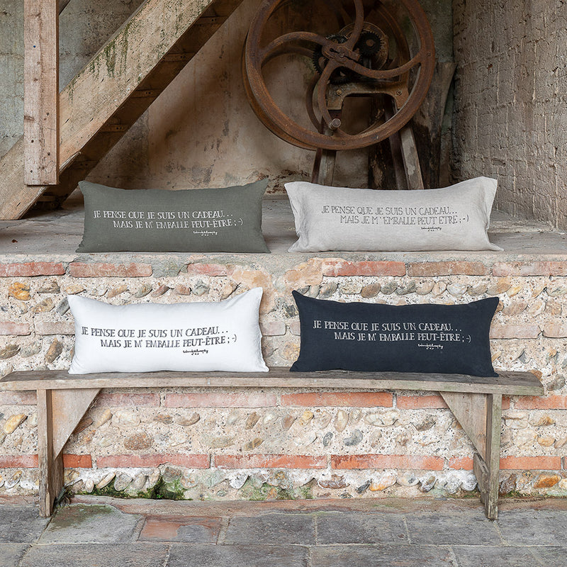 Coussin En Lin À Message 30X70Cm