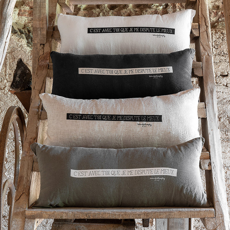 Coussin En Lin À Message 30X70Cm