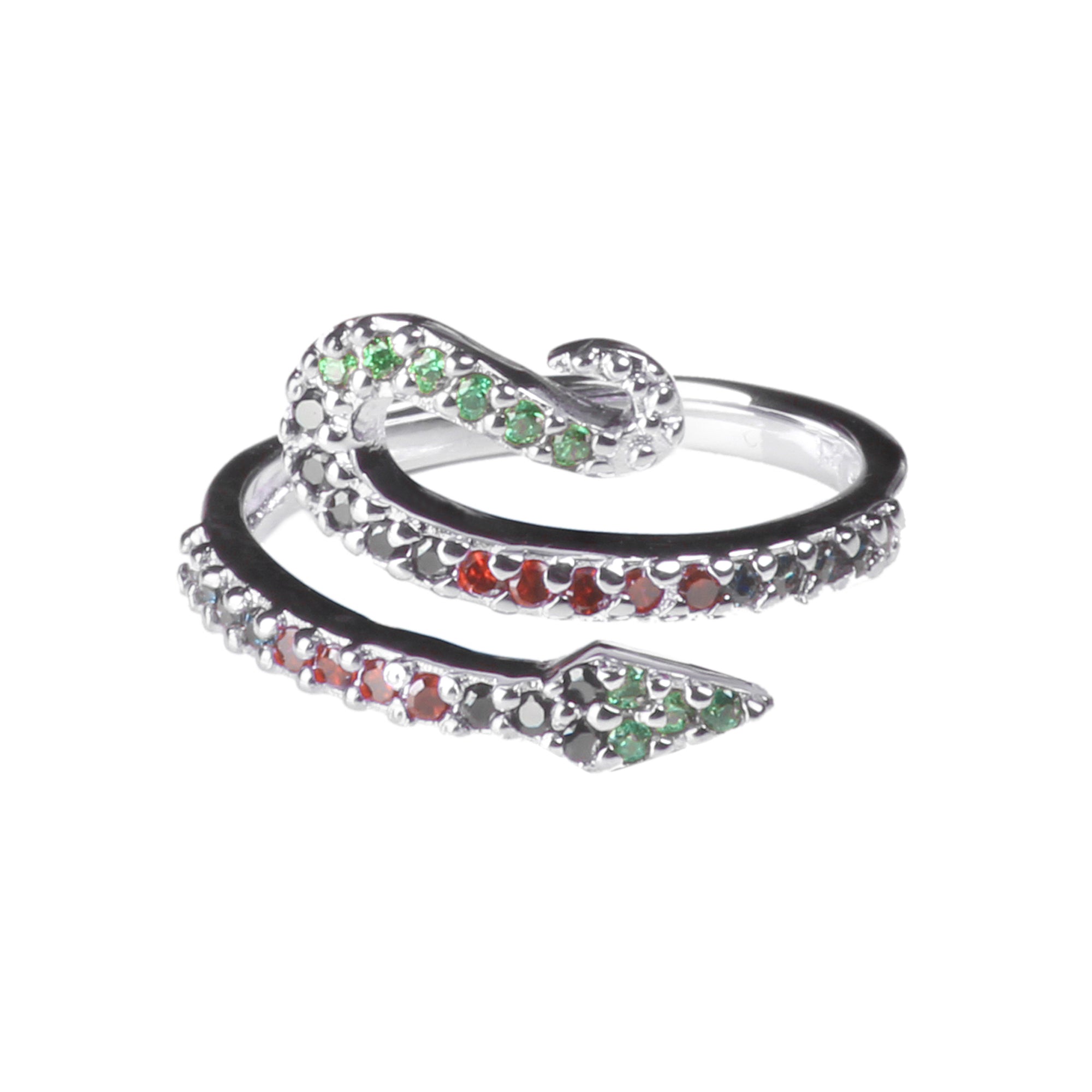 Bague Ajustable Snake Argent Multico