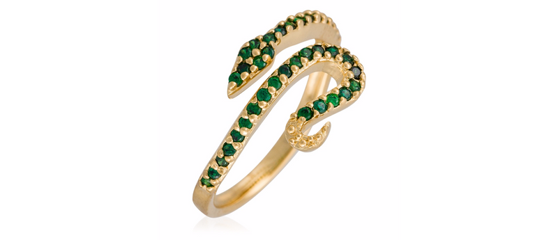 Bague Ajustable Snake  Vert