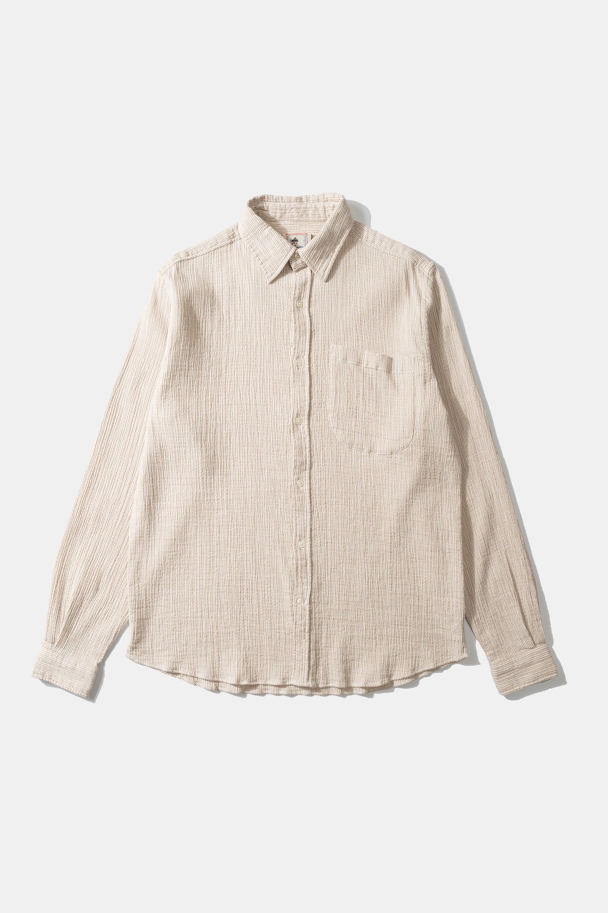 Camisa Beige Liso Rayas Snap