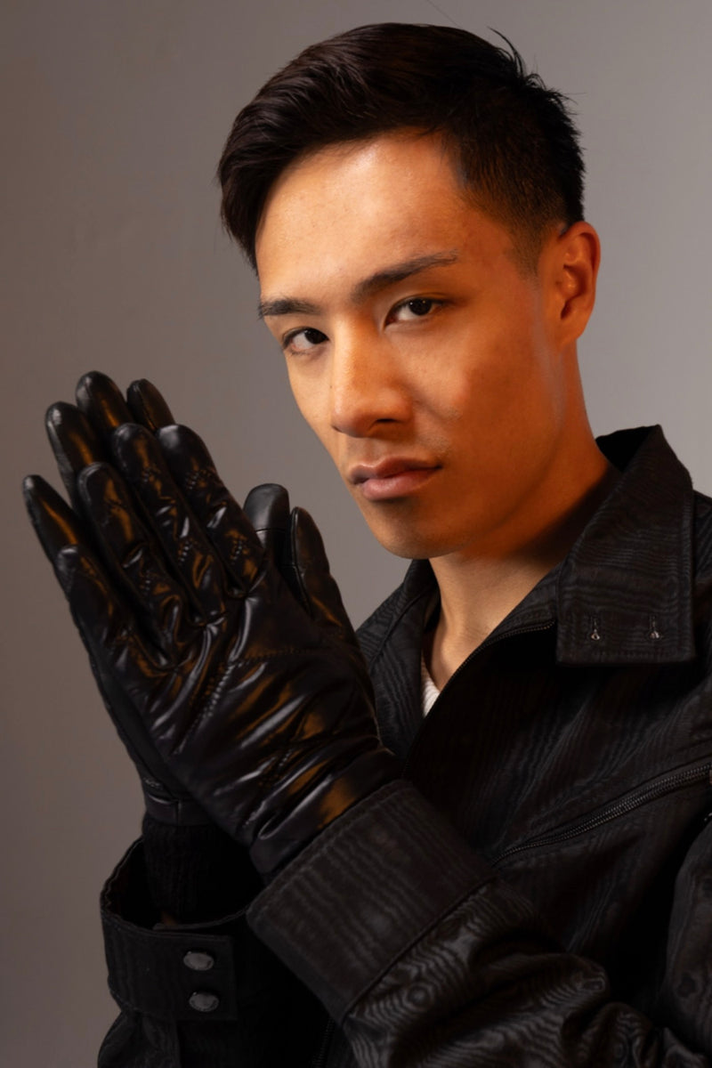 Gants Snowy Cuir Et Nylon Doublés Alpaga - Noir Tactile - Homme