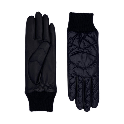 Gants Snow Cuir Et Nylon Doublés Cachemire - Noir Tactile - Femme