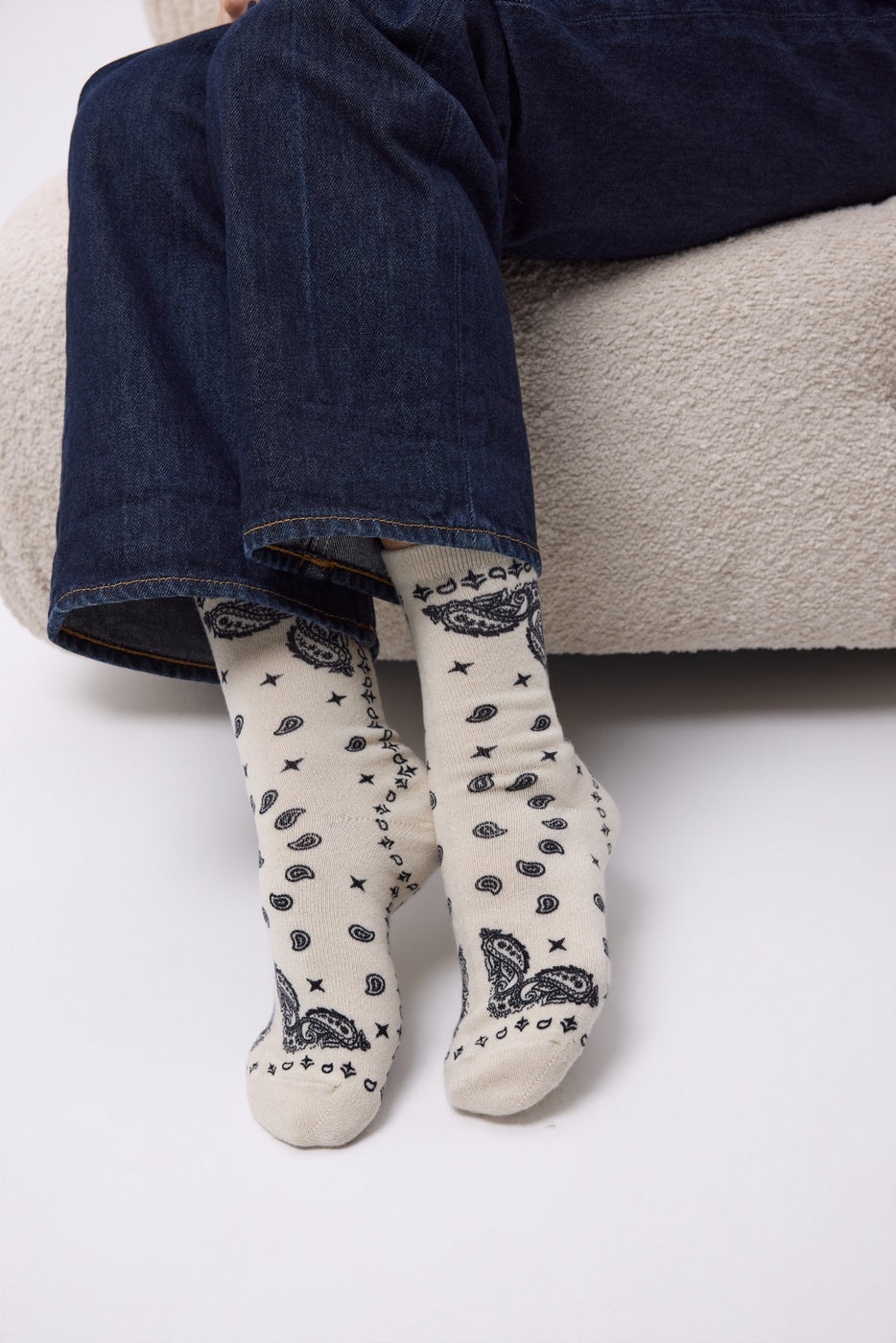 Chaussettes Bandana Presley - Blanc Noir - Mixte