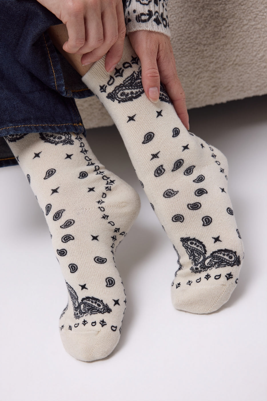 Chaussettes Bandana Presley - Blanc Noir - Mixte