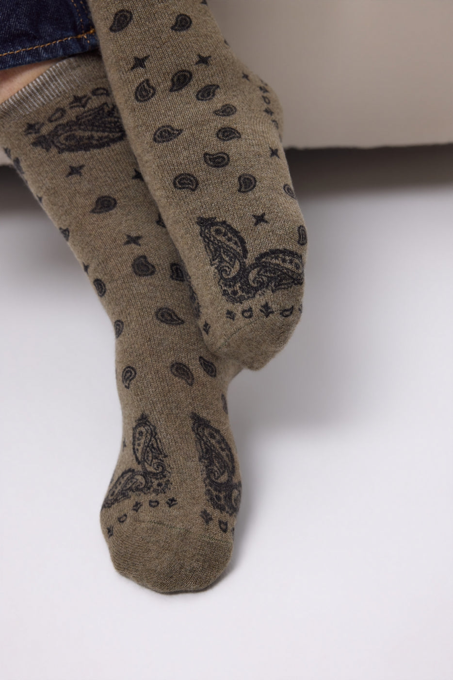 Calcetines bandana Presley - Caqui jaspeado negro - Unisex