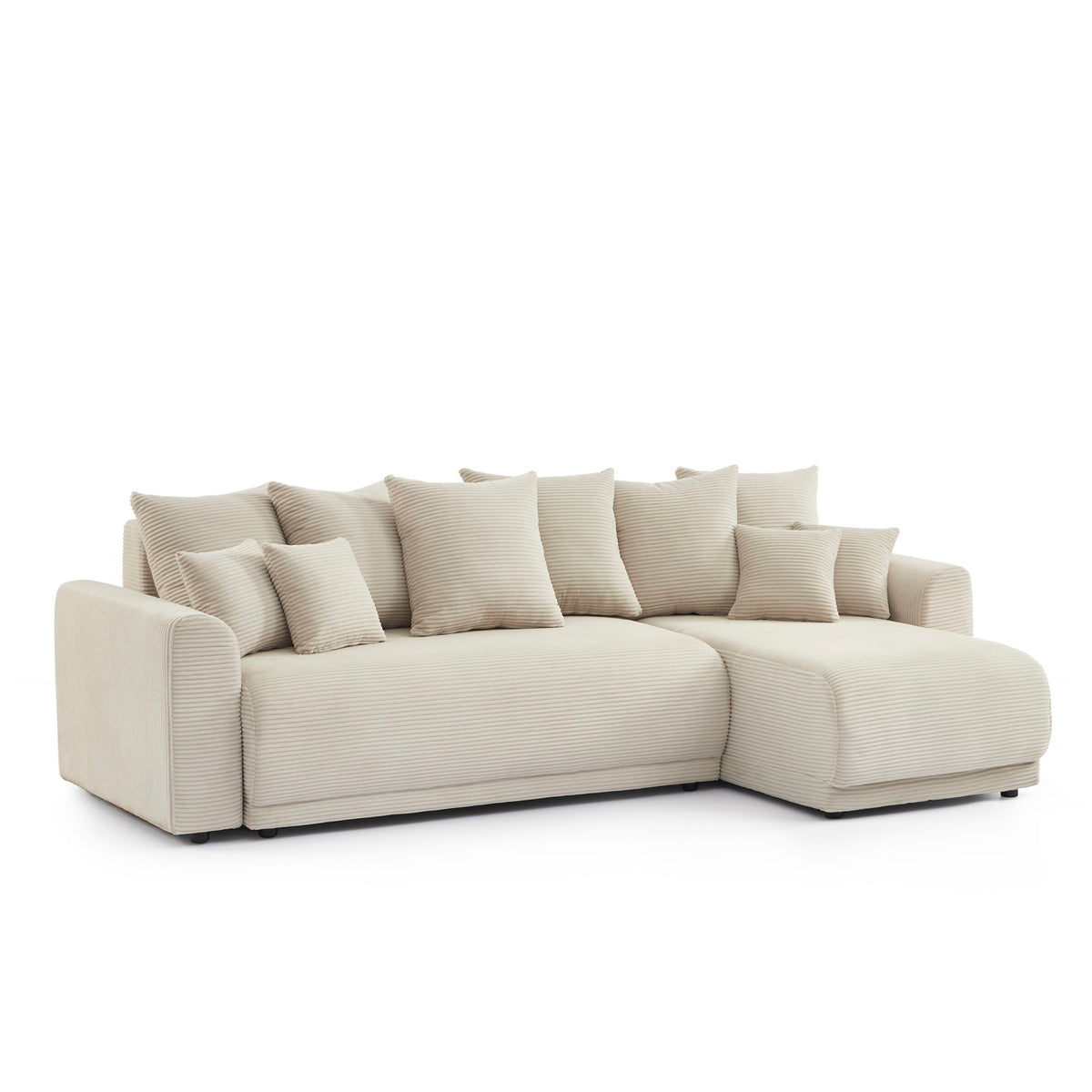 Soline - Sofá rinconero de 4 plazas - Pana beige