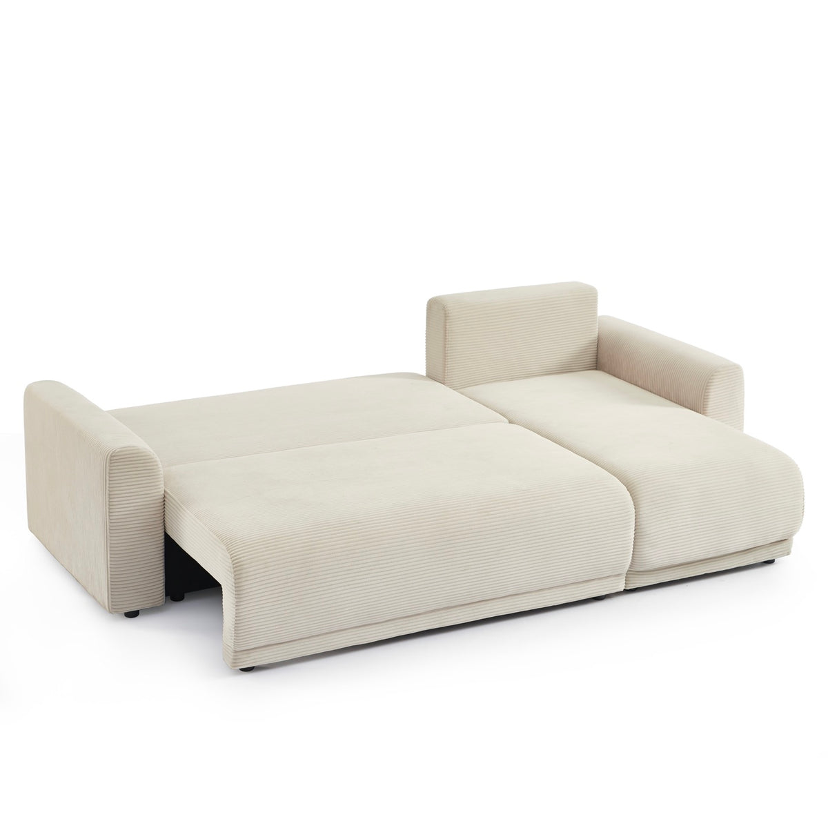 Soline - Sofá rinconero de 4 plazas - Pana beige