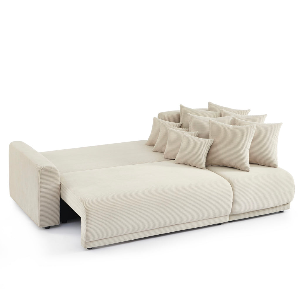 Soline - Sofá rinconero de 4 plazas - Pana beige