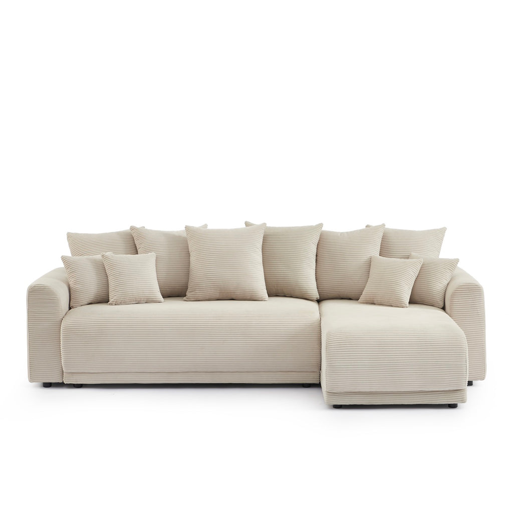 Soline - Sofá rinconero de 4 plazas - Pana beige