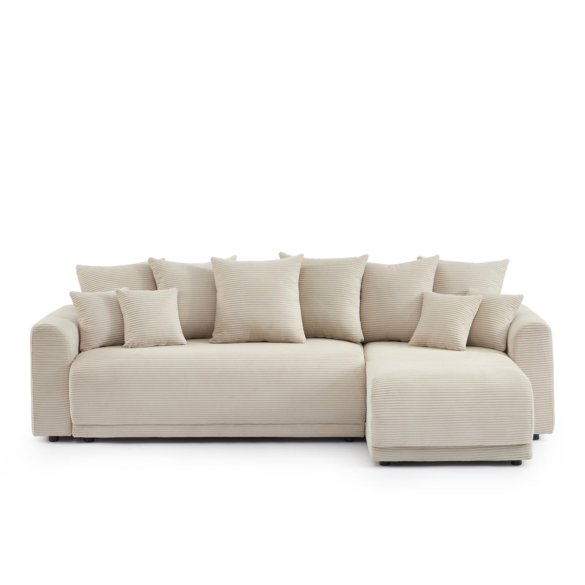 Soline - Sofá rinconero de 4 plazas - Pana beige