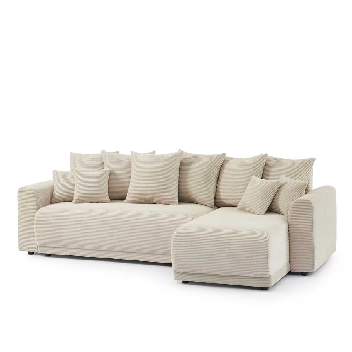Soline - Sofá rinconero de 4 plazas - Pana beige