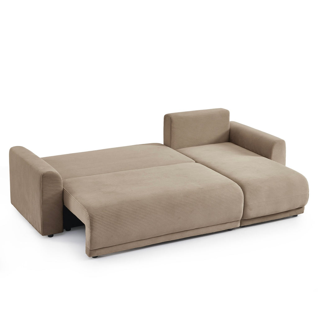 Soline - Sofá rinconero de 4 plazas - Pana color topo